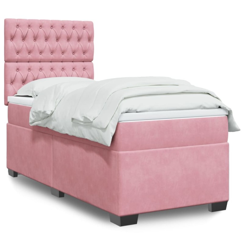 vidaXL Boxspringbett mit Matratze Rosa 80x200 cm Samt vidaXL Boxspringbett mit Matratze Rosa 80x200 cm Samt