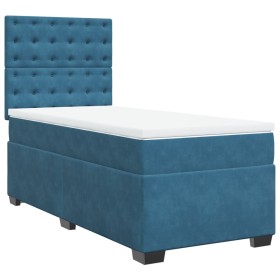 vidaXL Boxspringbett mit Matratze Blau 80x200 cm Samt