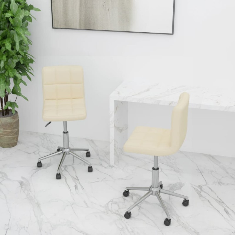 Esszimmerstühle 2 Stk. Drehbar Creme Stoff Esszimmerstühle 2 Stk. Drehbar Creme Stoff
