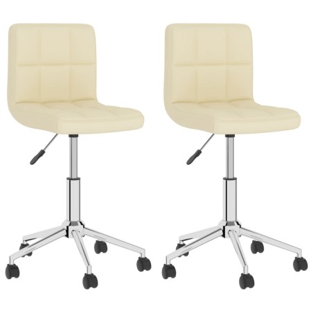 Esszimmerstühle 2 Stk. Drehbar Creme Stoff