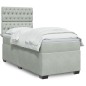 vidaXL Boxspringbett mit Matratze Hellgrau 90x200 cm Samt vidaXL Boxspringbett mit Matratze Hellgrau 90x200 cm Samt