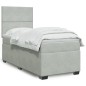 vidaXL Boxspringbett mit Matratze Hellgrau 100x200 cm Samt vidaXL Boxspringbett mit Matratze Hellgrau 100x200 cm Samt