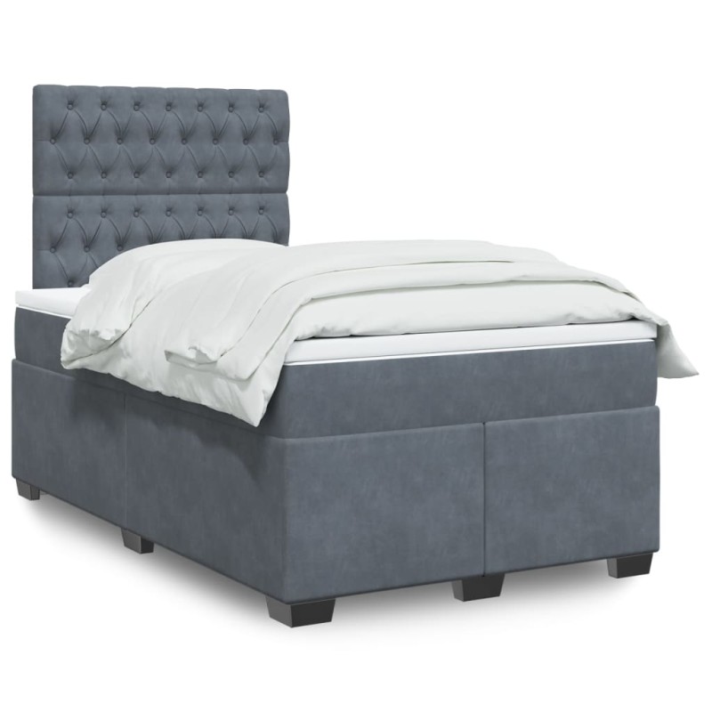 vidaXL Boxspringbett mit Matratze Dunkelgrau 120x200 cm Samt vidaXL Boxspringbett mit Matratze Dunkelgrau 120x200 cm Samt