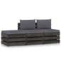 3-tlg. Garten-Lounge-Set mit Kissen Grau Imprägniertes Holz 3-tlg. Garten-Lounge-Set mit Kissen Grau Imprägniertes Holz