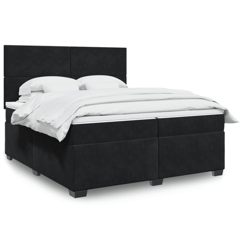 vidaXL Boxspringbett mit Matratze Schwarz 200x200 cm Samt vidaXL Boxspringbett mit Matratze Schwarz 200x200 cm Samt
