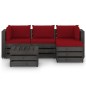 vidaXL 5-tlg. Garten-Lounge-Set mit Kissen Grau Imprägniertes Holz vidaXL 5-tlg. Garten-Lounge-Set mit Kissen Grau Imprägniertes Holz