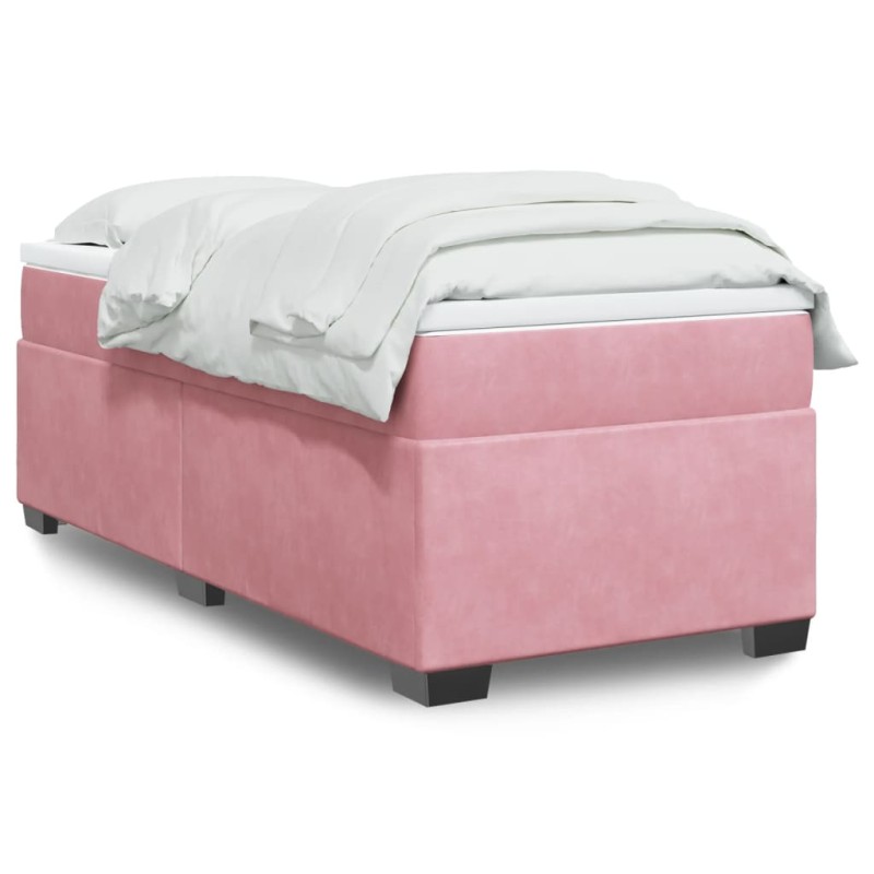 vidaXL Boxspringbett mit Matratze Rosa 90x190 cm Samt vidaXL Boxspringbett mit Matratze Rosa 90x190 cm Samt