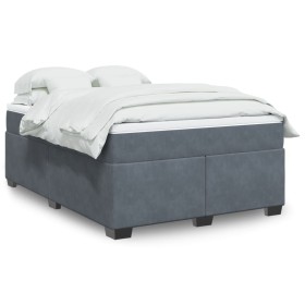 vidaXL Boxspringbett mit Matratze Dunkelgrau 140x190 cm Samt