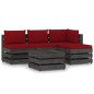 vidaXL 5-tlg. Garten-Lounge-Set mit Kissen Grau Imprägniertes Holz vidaXL 5-tlg. Garten-Lounge-Set mit Kissen Grau Imprägniertes Holz