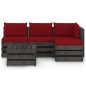 vidaXL 5-tlg. Garten-Lounge-Set mit Kissen Grau Imprägniertes Holz vidaXL 5-tlg. Garten-Lounge-Set mit Kissen Grau Imprägniertes Holz