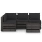5-tlg. Garten-Lounge-Set mit Kissen Grau Imprägniertes Holz 5-tlg. Garten-Lounge-Set mit Kissen Grau Imprägniertes Holz