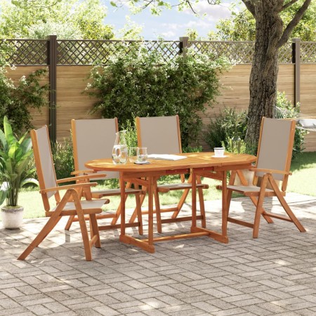 vidaXL 5-tlg. Garten-Essgruppe Massivholz Akazie und Textilene