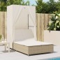 vidaXL Doppel-Sonnenliege mit Dach und Vorhängen Beige Poly Rattan vidaXL Doppel-Sonnenliege mit Dach und Vorhängen Beige Poly Rattan