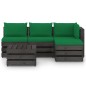5-tlg. Garten-Lounge-Set mit Kissen Grau Imprägniertes Holz 5-tlg. Garten-Lounge-Set mit Kissen Grau Imprägniertes Holz