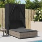 vidaXL Doppel-Sonnenliege mit Dach und Vorhängen Grau Poly Rattan vidaXL Doppel-Sonnenliege mit Dach und Vorhängen Grau Poly Rattan