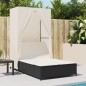 vidaXL Doppel-Sonnenliege mit Dach und Vorhängen Schwarz Poly-Rattan vidaXL Doppel-Sonnenliege mit Dach und Vorhängen Schwarz Poly-Rattan
