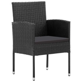 vidaXL Gartenstühle mit Kissen in Schwarz 4 Stk. Schwarz Polyrattan