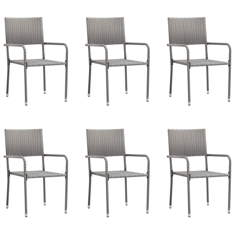 vidaXL Garten-Essstühle 6 Stk. Stapelbar Grau Polyrattan vidaXL Garten-Essstühle 6 Stk. Stapelbar Grau Polyrattan