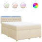 vidaXL Boxspringbett mit Matratze Creme 160x200 cm Stoff vidaXL Boxspringbett mit Matratze Creme 160x200 cm Stoff