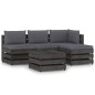 5-tlg. Garten-Lounge-Set mit Kissen Grau Imprägniertes Holz 5-tlg. Garten-Lounge-Set mit Kissen Grau Imprägniertes Holz