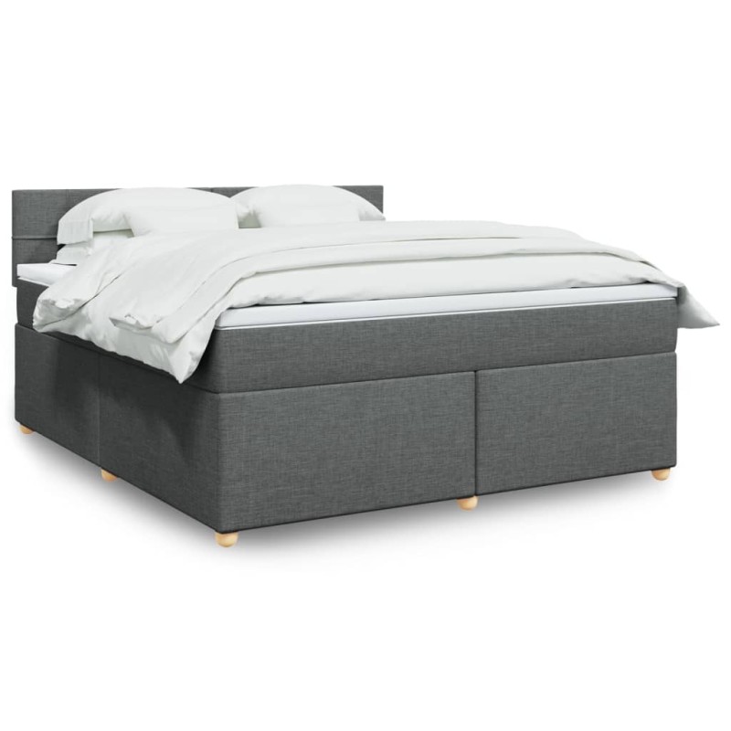 vidaXL Boxspringbett mit Matratze Dunkelgrau 180x200 cm Stoff vidaXL Boxspringbett mit Matratze Dunkelgrau 180x200 cm Stoff