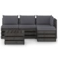 5-tlg. Garten-Lounge-Set mit Kissen Grau Imprägniertes Holz 5-tlg. Garten-Lounge-Set mit Kissen Grau Imprägniertes Holz
