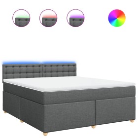 vidaXL Boxspringbett mit Matratze Dunkelgrau 180x200 cm Stoff
