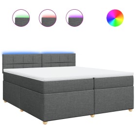 vidaXL Boxspringbett mit Matratze Dunkelgrau 200x200 cm Stoff