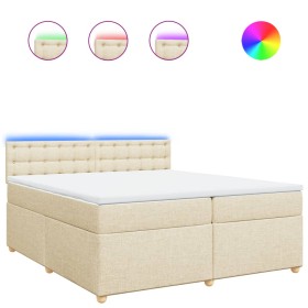 vidaXL Boxspringbett mit Matratze Creme 200x200 cm Stoff
