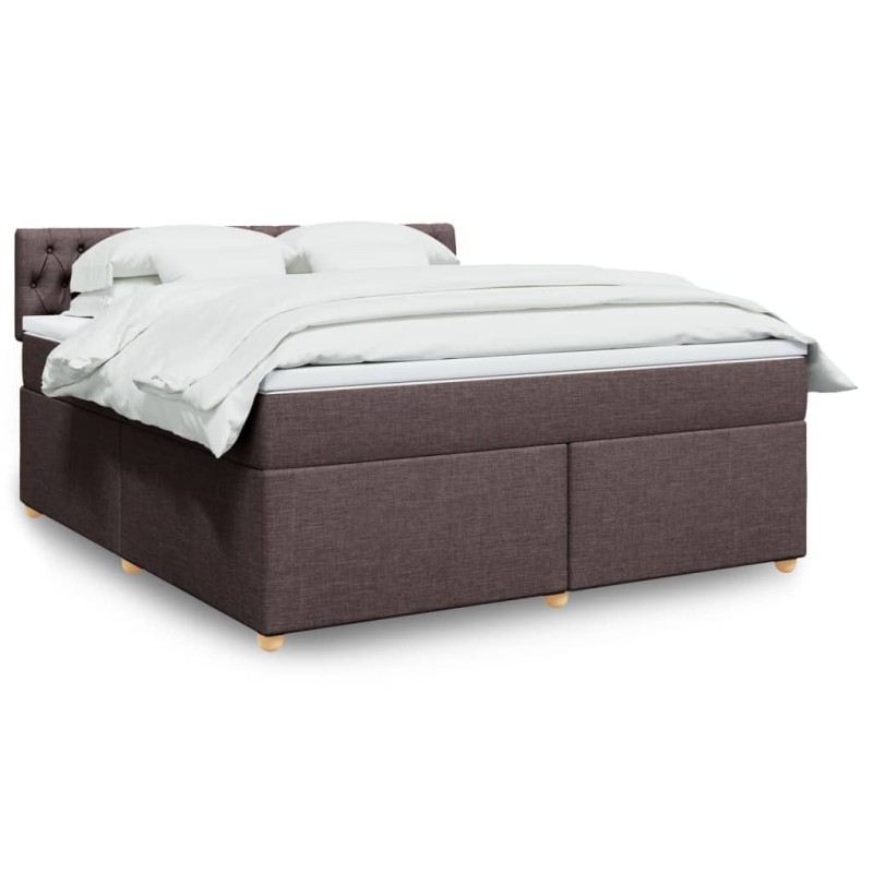 vidaXL Boxspringbett mit Matratze Dunkelbraun 180x200 cm Stoff vidaXL Boxspringbett mit Matratze Dunkelbraun 180x200 cm Stoff