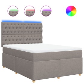 vidaXL Boxspringbett mit Matratze Taupe 140x200 cm Stoff