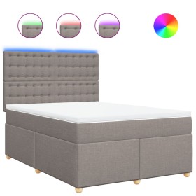 vidaXL Boxspringbett mit Matratze Taupe 140x200 cm Stoff