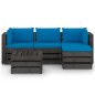 5-tlg. Garten-Lounge-Set mit Kissen Grau Imprägniertes Holz 5-tlg. Garten-Lounge-Set mit Kissen Grau Imprägniertes Holz