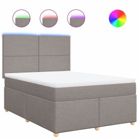 vidaXL Boxspringbett mit Matratze Taupe 160x200 cm Stoff