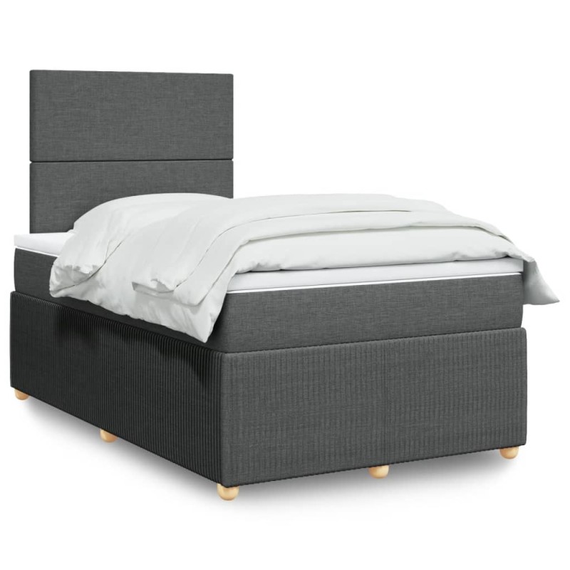 vidaXL Boxspringbett mit Matratze Dunkelgrau 120x200 cm Stoff vidaXL Boxspringbett mit Matratze Dunkelgrau 120x200 cm Stoff