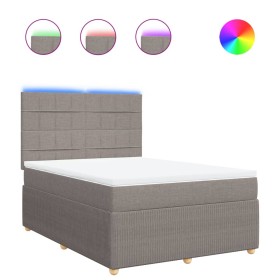 vidaXL Boxspringbett mit Matratze Taupe 140x200 cm Stoff