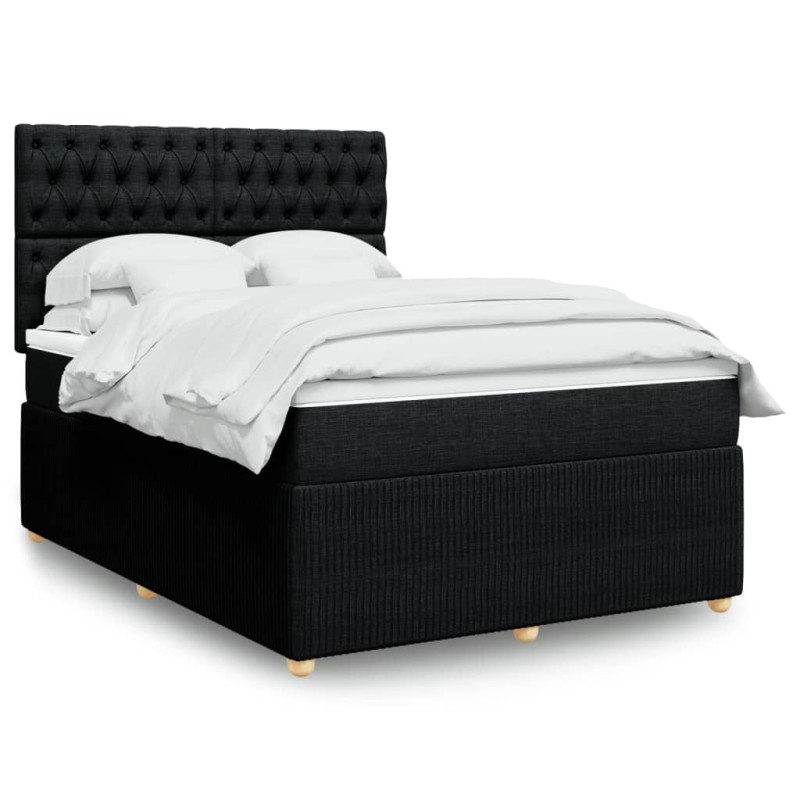 vidaXL Boxspringbett mit Matratze Schwarz 140x200 cm Stoff vidaXL Boxspringbett mit Matratze Schwarz 140x200 cm Stoff