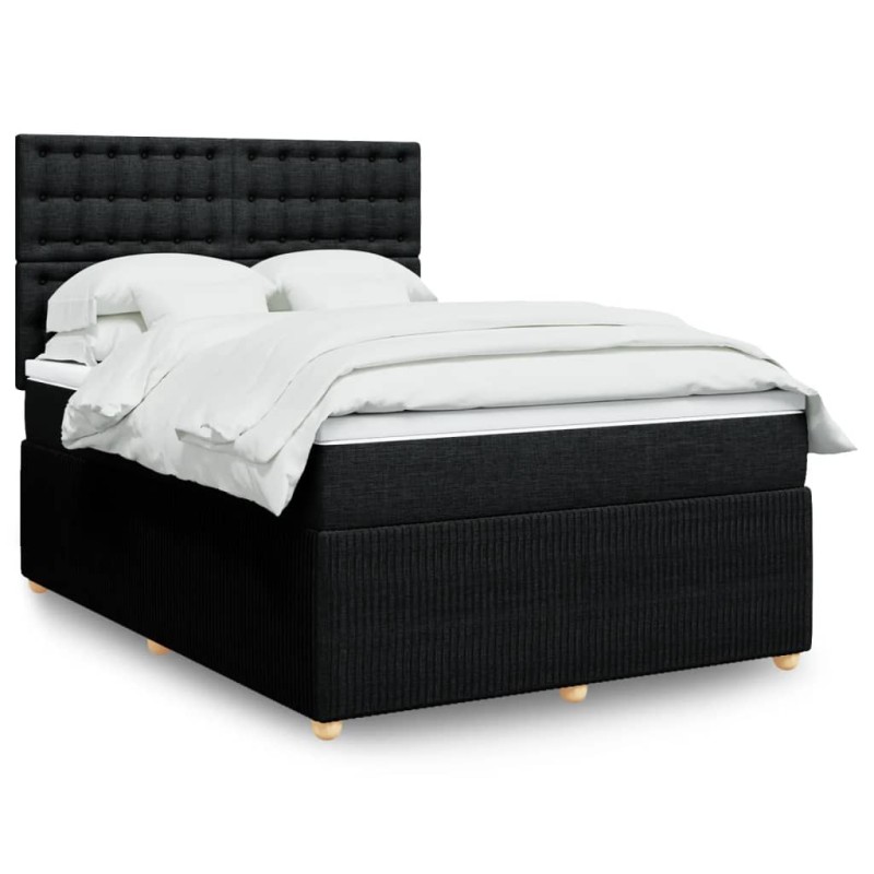 vidaXL Boxspringbett mit Matratze Schwarz 140x200 cm Stoff vidaXL Boxspringbett mit Matratze Schwarz 140x200 cm Stoff