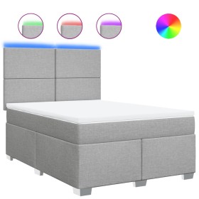 vidaXL Boxspringbett mit Matratze Hellgrau 140x190 cm Stoff