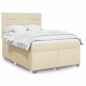 vidaXL Boxspringbett mit Matratze Creme 140x190 cm Stoff vidaXL Boxspringbett mit Matratze Creme 140x190 cm Stoff