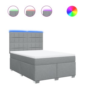 vidaXL Boxspringbett mit Matratze Hellgrau 140x190 cm Stoff