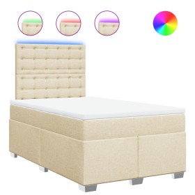 vidaXL Boxspringbett mit Matratze Creme 120x200 cm Stoff