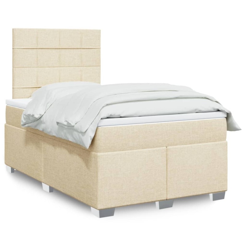 vidaXL Boxspringbett mit Matratze Creme 120x200 cm Stoff vidaXL Boxspringbett mit Matratze Creme 120x200 cm Stoff