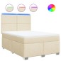vidaXL Boxspringbett mit Matratze Creme 140x190 cm Stoff vidaXL Boxspringbett mit Matratze Creme 140x190 cm Stoff