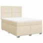 vidaXL Boxspringbett mit Matratze Creme 140x190 cm Stoff vidaXL Boxspringbett mit Matratze Creme 140x190 cm Stoff