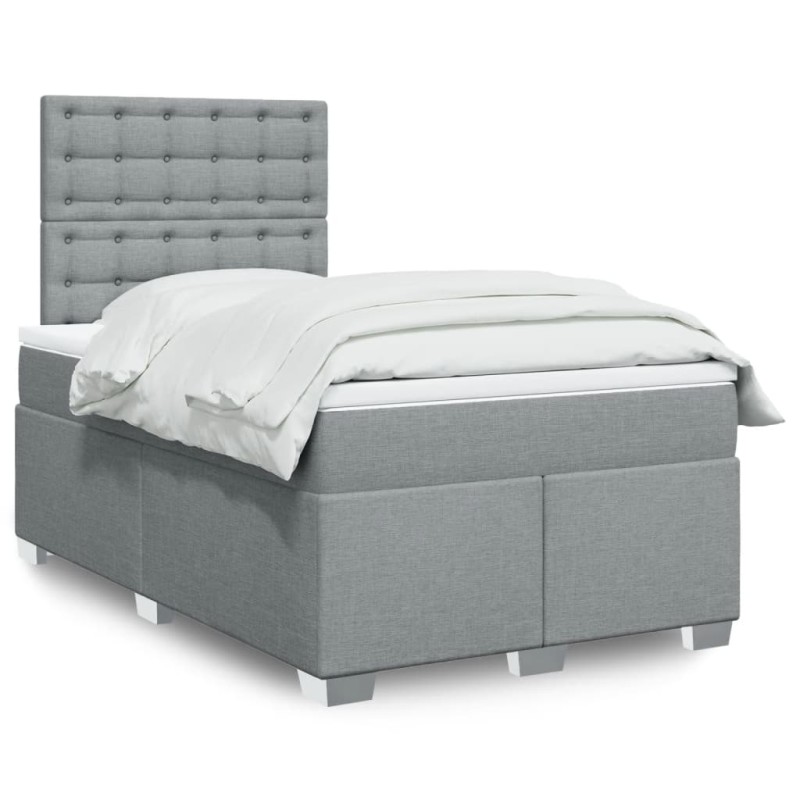 vidaXL Boxspringbett mit Matratze Hellgrau 120x200 cm Stoff vidaXL Boxspringbett mit Matratze Hellgrau 120x200 cm Stoff