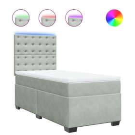 vidaXL Boxspringbett mit Matratze Hellgrau 100x200 cm Samt
