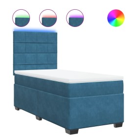 vidaXL Boxspringbett mit Matratze Blau 100x200 cm Samt