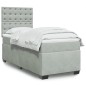 vidaXL Boxspringbett mit Matratze Hellgrau 80x200 cm Samt vidaXL Boxspringbett mit Matratze Hellgrau 80x200 cm Samt