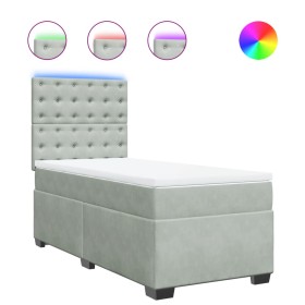 vidaXL Boxspringbett mit Matratze Hellgrau 80x200 cm Samt